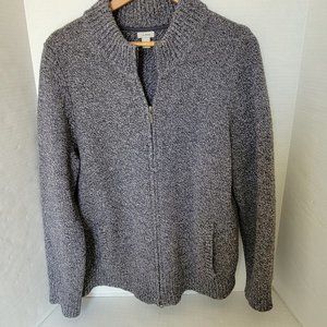 LL Bean Mens Full Zipper Sweater 100% Lamb Wool Cardigan 500736 Side Pockets XL